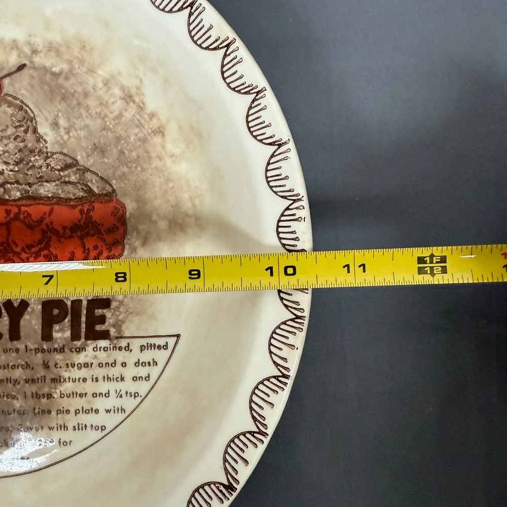 Vintage Ceramic Cherry Pie Recipe Baking‎ Dish